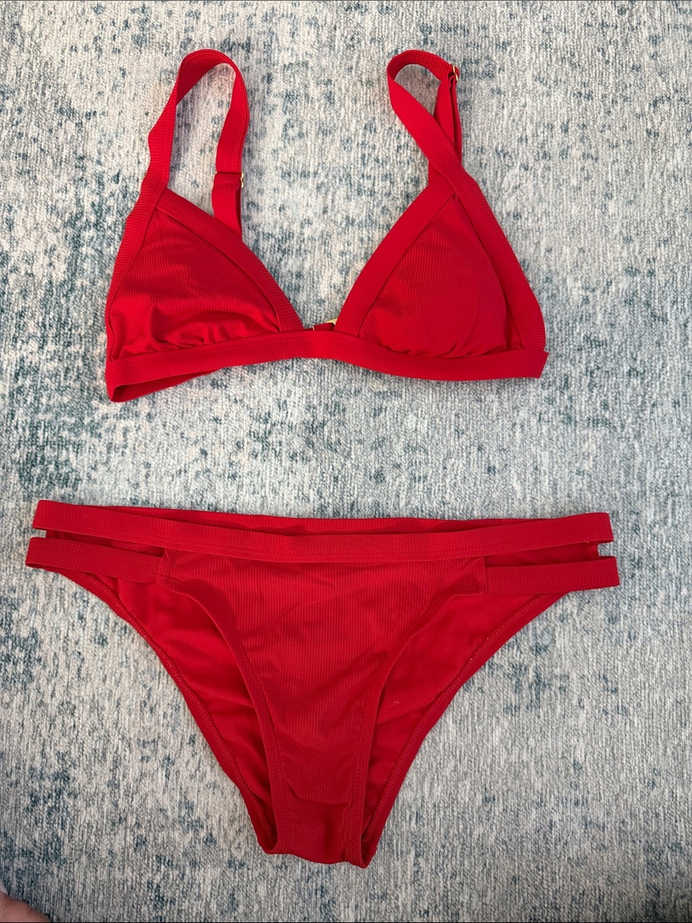 Xhilaration Bright Red Ribbed Bikini Set